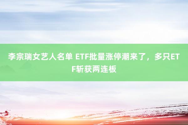 李宗瑞女艺人名单 ETF批量涨停潮来了，多只ETF斩获两连板