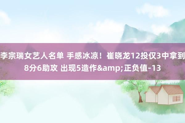 李宗瑞女艺人名单 手感冰凉！崔晓龙12投仅3中拿到8分6助攻 出现5造作&正负值-13