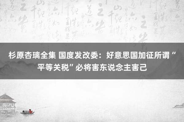 杉原杏璃全集 国度发改委：好意思国加征所谓“平等关税”必将害东说念主害己